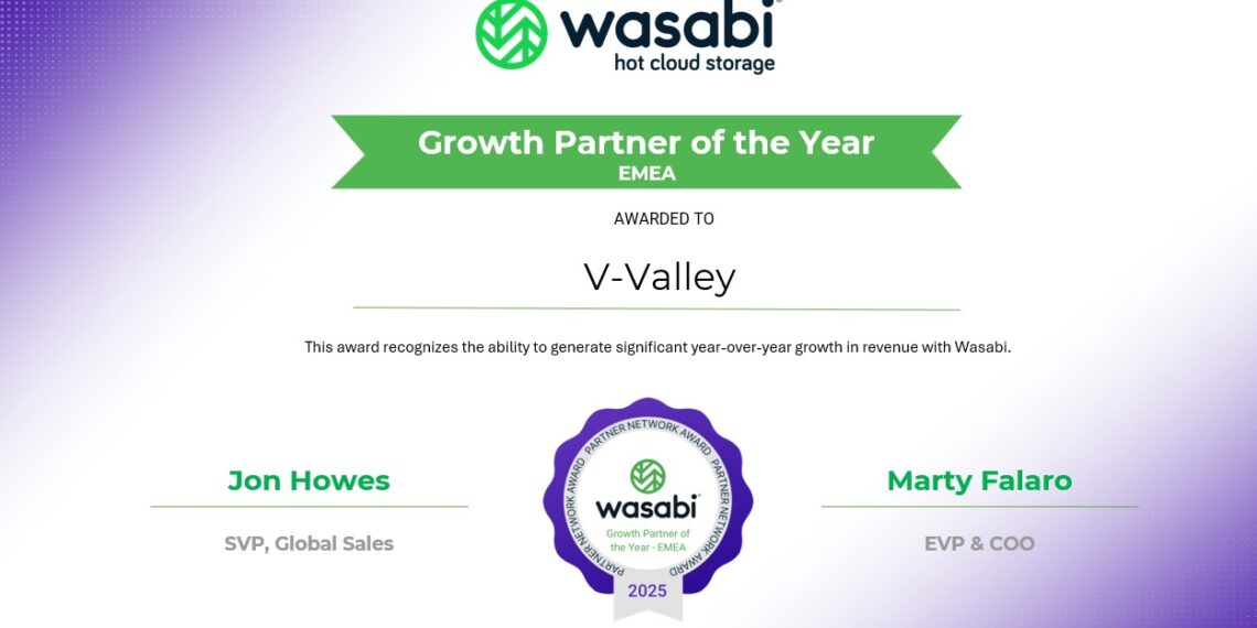 Wasabi reconoce a V-Valley como EMEA’s Growth Partner of the Year 2025